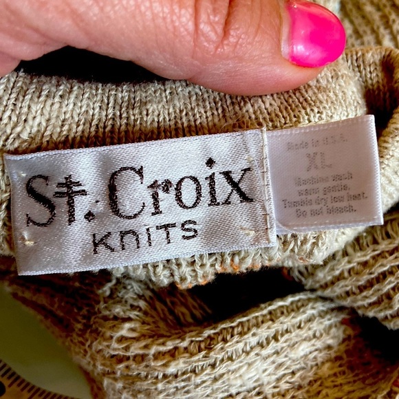 Vintage St Croix Knits Linen Blend Loose Knit V-Neck Sweater - Picture 6 of 9